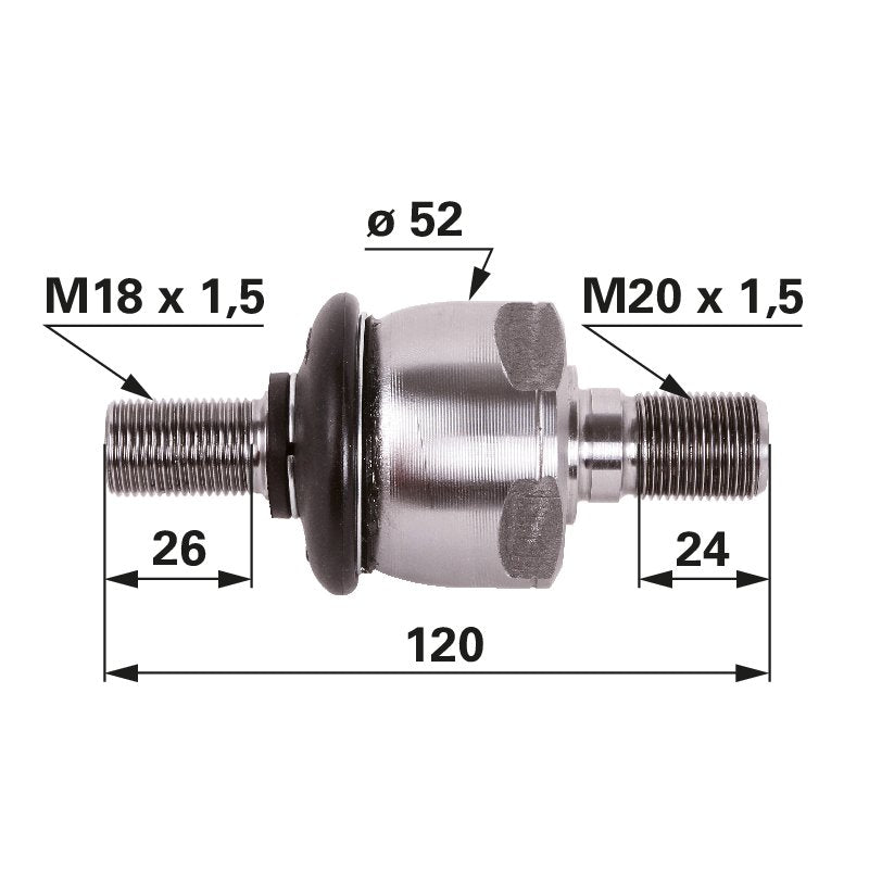 Axialgelenk M18 x 1,5 / M20 x 1,5 anstelle von Steyr 133700431005