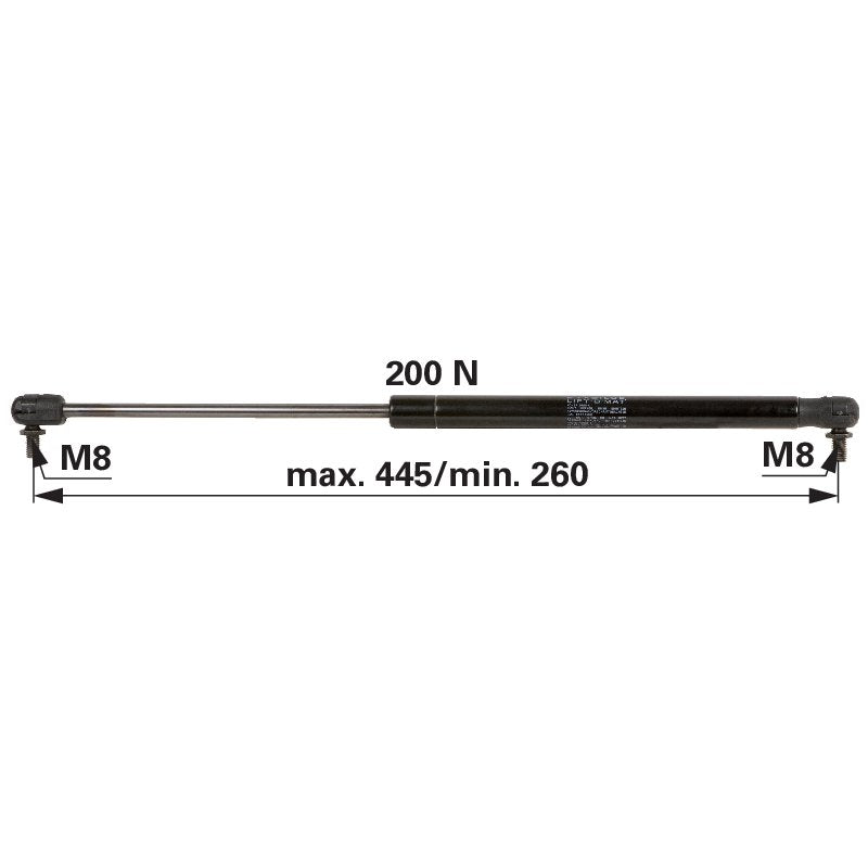 Gasdruckfeder für Heckscheibe, 200 N, Länge 445 mm anstelle von Steyr 1-34-471-005