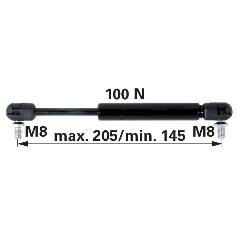 Gasdruckfeder für Dachspoiler, 100 N, Länge 205 mm anstelle von Steyr 1-99-976-062