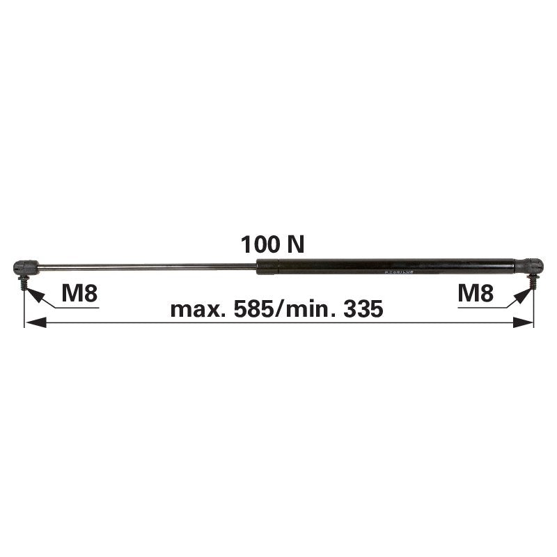 Gasdruckfeder für Front- und Heckscheibe, 100 N, Länge 585 mm anstelle von Steyr 1-99-976-047