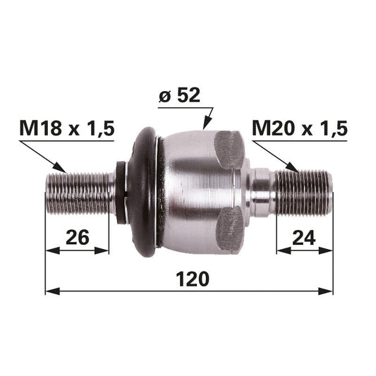 Axialgelenk M18 x 1,5 / M20 x 1,5 anstelle von Steyr 133700431005