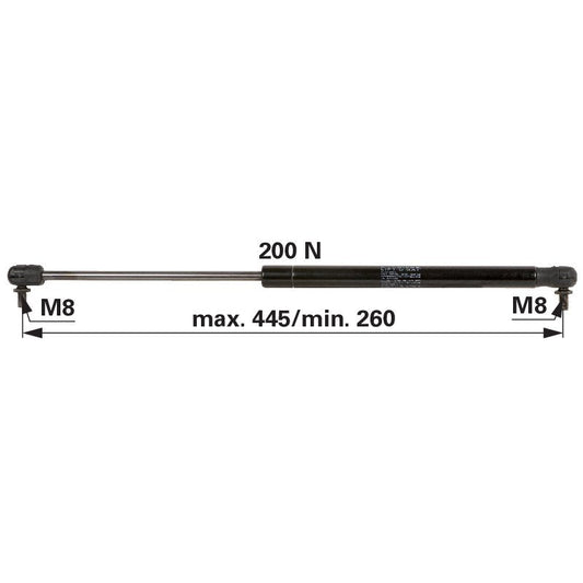 Gasdruckfeder für Heckscheibe, 200 N, Länge 445 mm anstelle von Steyr 1-34-471-005