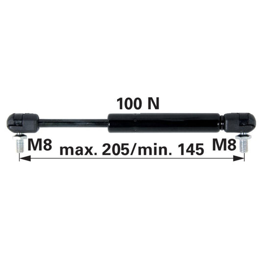 Gasdruckfeder für Dachspoiler, 100 N, Länge 205 mm anstelle von Steyr 1-99-976-062