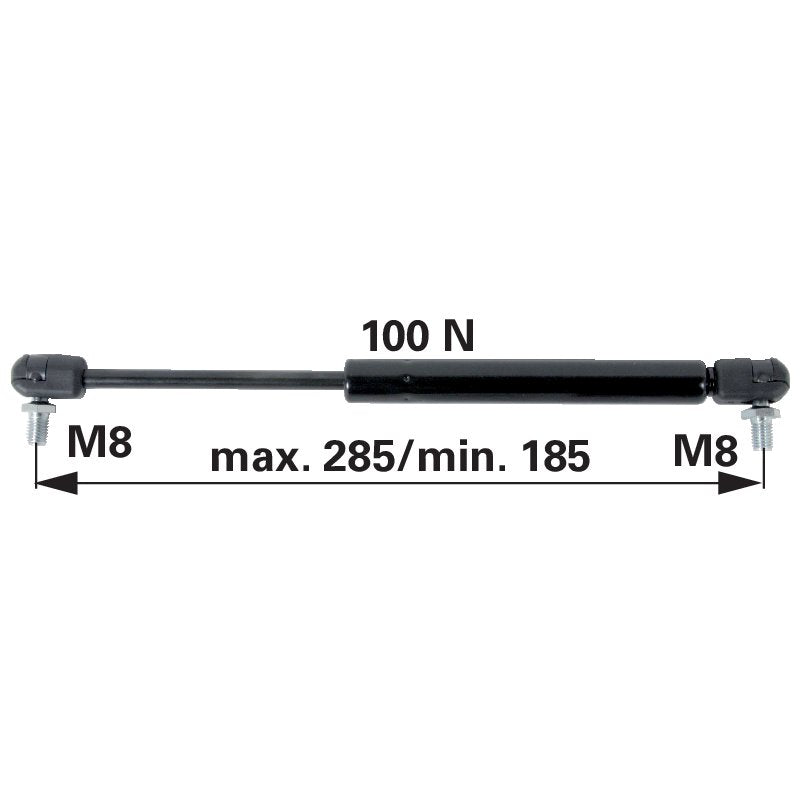 Gasdruckfeder für Frontscheibe, 100 N, Länge 285 mm anstelle von Steyr 1-99-976-063