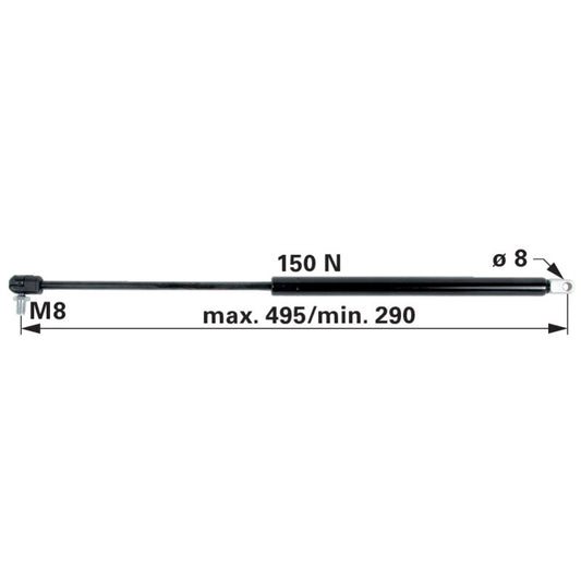 Gasdruckfeder 150 N, Länge 495 mm anstelle von Steyr 1-34-721-101