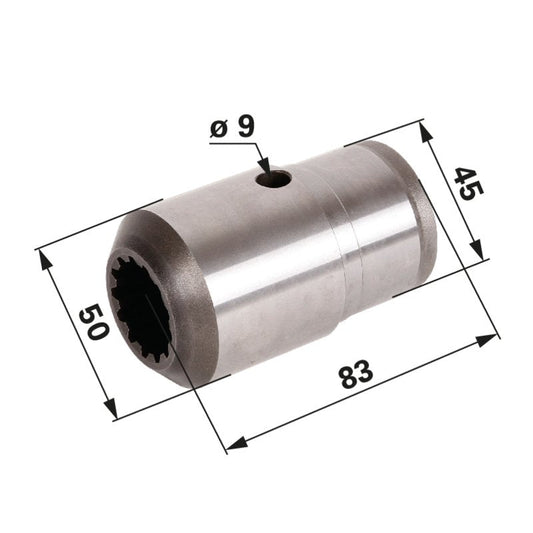 Schiebemuffe für Allradwelle hinten, 83 x 50/45 mm, 13 Zähne anstelle von Steyr 133700290065
