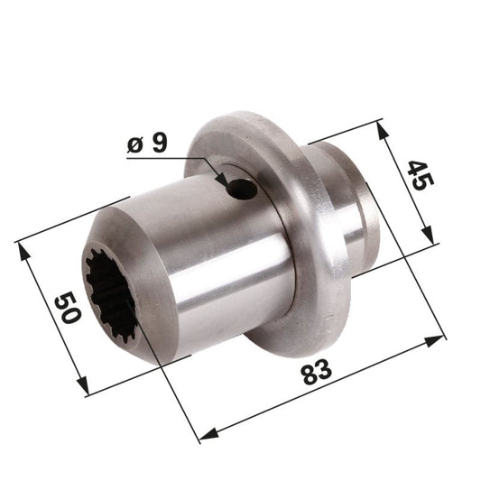 Schiebemuffe für Allradwelle hinten, 83 x 50/45 mm, 13 Zähne anstelle von Steyr 133700290066