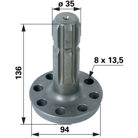 Zapfwellenstummel 1 3/8 Zoll, 6 Zähne 133000270156