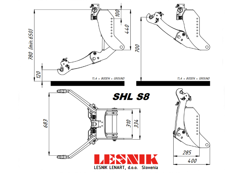 Universal-Fronthydraulik von Lesnik Typ SHL S 8